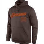 Custom Name Number Sports Hoodie Sweatshirt in Stitched Brown and Orange - Personalized Pullover for Teams Personalized Stitched