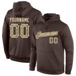 Custom Name Number Sports Hoodie Brown Camo-Cream Pullover Sweatshirt Personalized Team Apparel Personalized Stitched Brown
