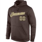 Custom Name Number Sports Hoodie Brown Camo-Cream Pullover Sweatshirt Personalized Team Apparel Personalized Stitched Brown