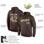 Custom Name Number Sports Hoodie Brown Camo-Cream Pullover Sweatshirt Personalized Team Apparel Personalized Stitched Brown