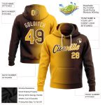 Custom Name and Number Personalized Sports Hoodie Stitched Brown Gold-Cream Gradient Fashion Pullover Sweatshirt Personalized