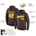 Custom Name Number Sports Hoodie Pullover Sweatshirt in Brown Gold White - Personalized Team Apparel Personalized Stitched