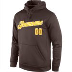 Custom Name Number Sports Hoodie Pullover Sweatshirt in Brown Gold White - Personalized Team Apparel Personalized Stitched