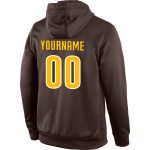 Custom Name Number Sports Hoodie Pullover Sweatshirt in Brown Gold White - Personalized Team Apparel Personalized Stitched