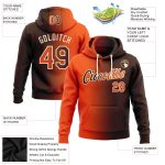 Custom Name and Number Hoodie for Sports | Personalized Brown Orange-Cream Gradient Pullover Sweatshirt Personalized Stitched