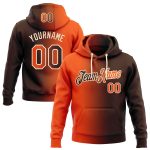 Custom Name and Number Hoodie for Sports | Personalized Brown Orange-Cream Gradient Pullover Sweatshirt Personalized Stitched