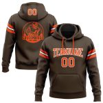 Custom Name Number Hoodie Sweatshirt for Football Team - Personalized Stitched Brown Orange White Pullover Personalized Stitched