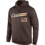 Custom Name Number Vintage USA Flag Pullover Hoodie Sweatshirt Brown Cream Sports Team Personalized Stitched Brown Vintage