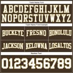 Custom Name Number Football Hoodie Sweatshirt in Stitched Brown White and Old Gold for Team Support Personalized Stitched