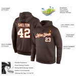 Custom Name Number Personalized Sports Hoodie Pullover Sweatshirt Brown White Orange Team Apparel Personalized Stitched Brown