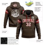 Customizable Brown Red White Football Hoodie with Stitched Name and Number - Personalized Pullover Sweatshirt Personalized