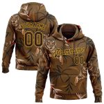 Custom 3D Pattern Tiger and Plants Sports Hoodie with Personalized Name & Number - Brown Yellow Pullover Sweatshirt Personalized
