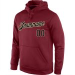 Custom Team Name Number Burgundy Black-Cream Sports Hoodie Sweatshirt Pullover Personalized Stitched Design Personalized