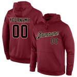 Custom Team Name Number Burgundy Black-Cream Sports Hoodie Sweatshirt Pullover Personalized Stitched Design Personalized