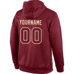 Custom Name and Number Sports Hoodie Sweatshirt for Teams - Personalized Burgundy and Cream Stitched Pullover Personalized