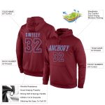 Custom Name and Number Sports Hoodie Sweatshirt - Personalized Stitched Burgundy and Light Blue Pullover Personalized Stitched