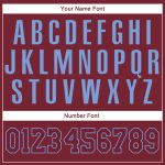 Custom Name and Number Sports Hoodie Sweatshirt - Personalized Stitched Burgundy and Light Blue Pullover Personalized Stitched