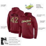 Custom Burgundy Camo-Black Hoodie with Team Name and Number - Personalized Stitched Sports Pullover Sweatshirt Personalized