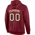 Custom Team Hoodie - Personalized Burgundy Cream-Black Pullover Sweatshirt with Name and Number Personalized Stitched Burgundy