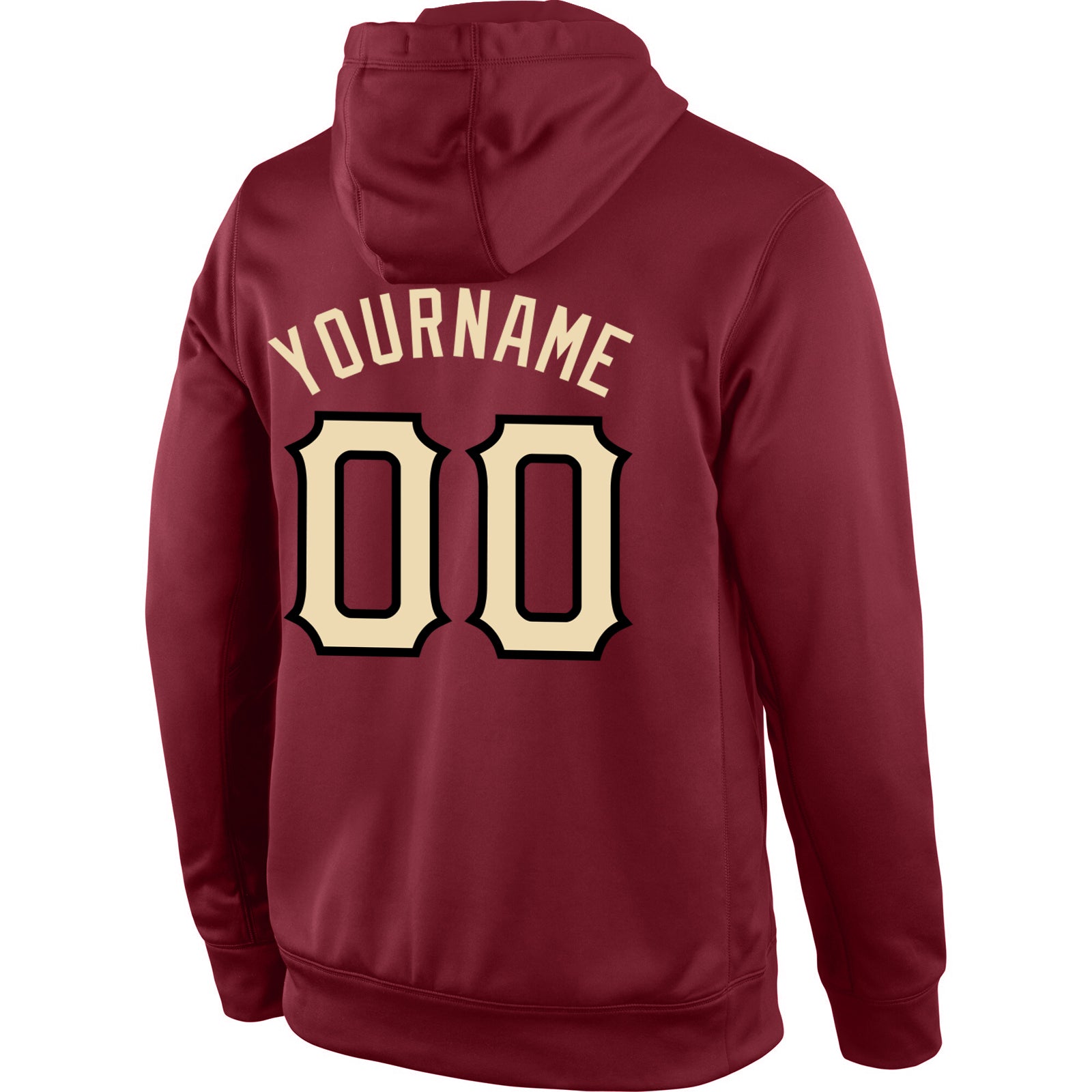 Personalized Stitched Burgundy Cream-Black Sports Pullover Sweatshirt Hoodie Team Custom Name and Number Custom Team Hoodie - Personalized Burgundy Cream-Black Pullover Sweatshirt with Name and Number Personalized Stitched Burgundy - Image 3