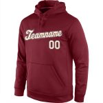 Custom Name Number Pullover Hoodie Sports Sweatshirt - Personalized Stitched Burgundy Cream Light Blue Personalized Stitched