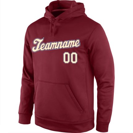 Custom Name Number Pullover Hoodie Sports Sweatshirt - Personalized Stitched Burgundy Cream Light Blue Personalized Stitched