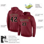 Custom Name and Number Burgundy Cream Pinstripe Hoodie Sweatshirt for Sports Team Personalized Stitched Burgundy Cream Pinstripe
