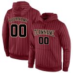 Custom Name and Number Burgundy Cream Pinstripe Hoodie Sweatshirt for Sports Team Personalized Stitched Burgundy Cream Pinstripe