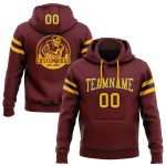 Custom Team Hoodie with Stitched Name & Number, Burgundy Gold-Navy Football Pullover Sweatshirt Personalized Stitched Burgundy
