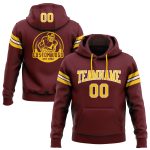 Custom Burgundy Gold White Football Hoodie with Personalized Name and Number - Stitched Sweatshirt Pullover Personalized