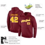 Custom Team Hoodie with Name & Number - Burgundy Gold-White Stitched Sports Pullover Sweatshirt Personalized Stitched Burgundy