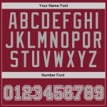 Custom Sports Hoodie with Personalized Name & Number in Burgundy Gray-White Stitched Pullover Sweatshirt Personalized Stitched