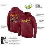 Custom Name Number Sports Hoodie Sweatshirt - Personalized Burgundy Navy Gold Pullover for Team Personalized Stitched Burgundy