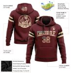 Custom Name Number Football Hoodie Burgundy Vintage USA Flag Pullover Sweatshirt Personalized Stitched Burgundy Vintage USA