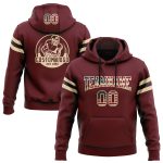 Custom Name Number Football Hoodie Burgundy Vintage USA Flag Pullover Sweatshirt Personalized Stitched Burgundy Vintage USA