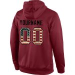 Custom Name Number Burgundy Vintage USA Flag Sports Hoodie Pullover Sweatshirt Personalized Stitched Burgundy Vintage USA