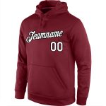 Custom Team Name Number Burgundy Black White Sports Hoodie Sweatshirt Pullover Personalized Stitched Burgundy White-Black