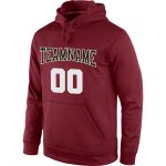 Custom Name and Number Sports Hoodie Pullover Sweatshirt Burgundy White-Cream Stitched Personalized Stitched Burgundy White-Cream