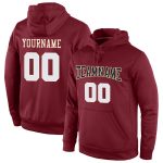 Custom Name and Number Sports Hoodie Pullover Sweatshirt Burgundy White-Cream Stitched Personalized Stitched Burgundy White-Cream