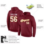 Custom Name Number Sports Hoodie Burgundy White-Gold Stitched Pullover Sweatshirt Personalized Stitched Burgundy White-Gold