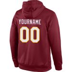 Custom Name Number Sports Hoodie Burgundy White-Gold Stitched Pullover Sweatshirt Personalized Stitched Burgundy White-Gold
