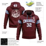 Custom Team Name Number Sweatshirt Hoodie - Personalized Burgundy White-Light Blue Stitched Football Pullover Personalized