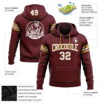 Custom Team Name Number Burgundy White Gold Hoodie Sweatshirt Pullover Football Personalized Personalized Stitched Burgundy