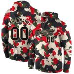 Camo Sports Hoodie Sweatshirt for Men, Personalized Black-Cream Pullover, Salute To Service Design Personalized Stitched