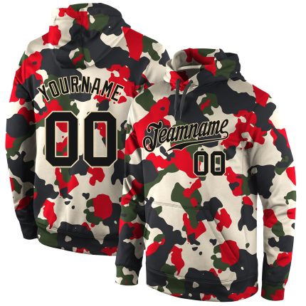Custom black and cream military-inspired pullover hoodie