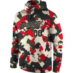 Camo Sports Hoodie Sweatshirt for Men, Personalized Black-Cream Pullover, Salute To Service Design Personalized Stitched