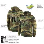 Custom Name Number Sports Hoodie Personalized Camo Black-Cream Pullover Salute To Service Sweatshirt Personalized Stitched