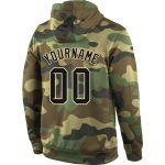 Custom Name Number Sports Hoodie Personalized Camo Black-Cream Pullover Salute To Service Sweatshirt Personalized Stitched