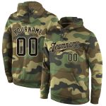 Custom Name Number Sports Hoodie Personalized Camo Black-Cream Pullover Salute To Service Sweatshirt Personalized Stitched