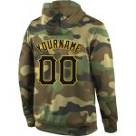 Custom Name Number Camo Hoodie Salute to Service Black Gold Sports Pullover Sweatshirt Personalized Stitched Camo Black-Gold